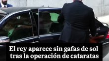 El rey aparece sin gafas de sol tras la operación de cataratas en un acto en Madrid