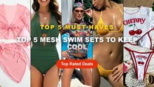 Cheap & Best Top 5 Mesh Swim Sets To Keep Cool Unboxing & Review - Cherry Printed Mesh Short Sleeve Mini Bikini Female S...