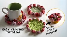Crochet a Rose Bouquet Coaster: 2 Flower Variations Tutorial
