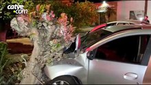 Carro bate em árvore após colisão com outro veículo no Neva, em Cascavel