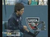 Nadal's forehand hits umpire