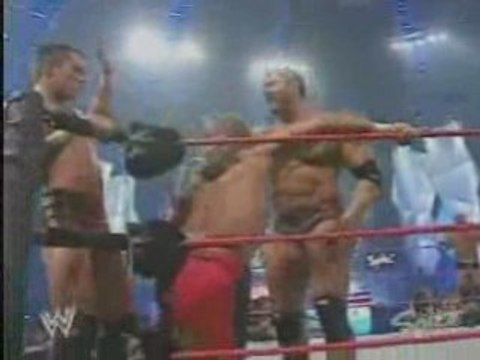orton , batista and kane vs goldberg, rvd , hbk