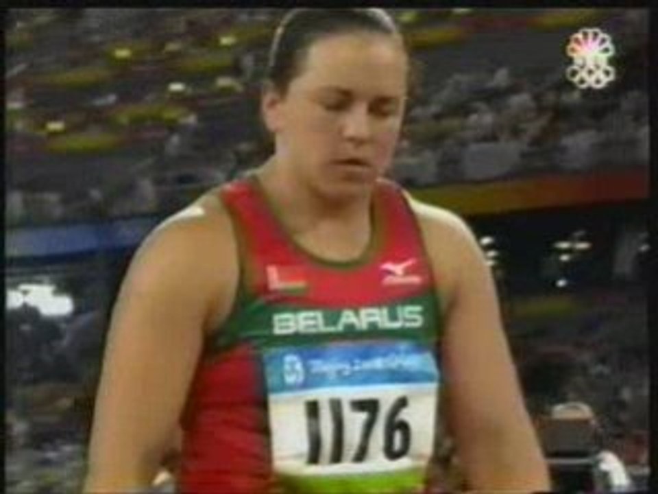 Athlé lancer poids féminin finale JO 2008