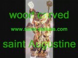 statue of saint augustine wooden, carved & handcrafted!