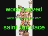 st. boniface statues wooden, carved & handcrafted!
