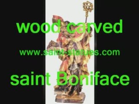 statue of saint boniface wooden, carved & handcrafted!