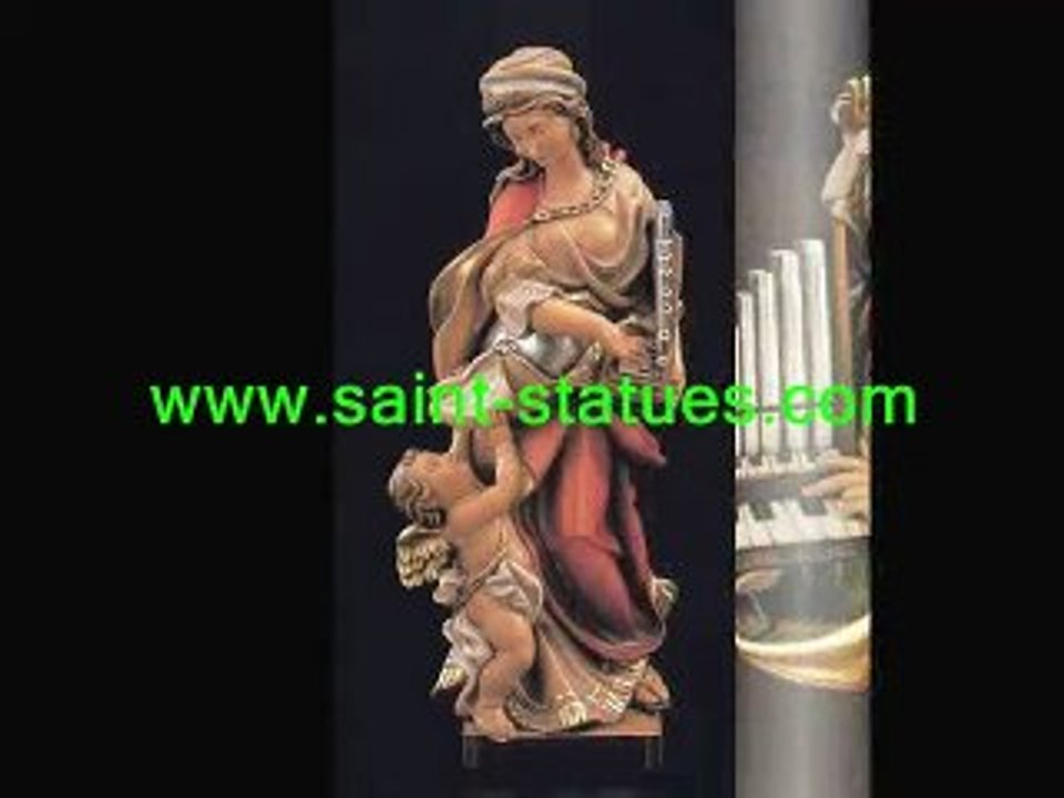 statue of saint cecilia wooden, carved & handcrafted!