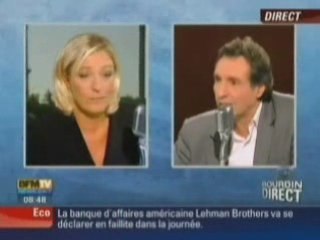 Marine Le Pen sur BFM TV invitée de JJ.Bourdin