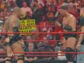 RAW 9/15/08  Batista interrupts Orton, Santino, Beth, & JBL