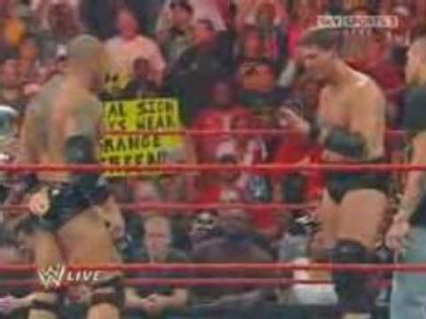 RAW 9/15/08 Batista interrupts Orton, Santino, Beth, & JBL