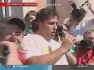 Triomphe du Stade Toulousain après la victoire du championnat de France.