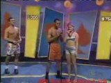 strip poker television game show shiny blue yellow top
