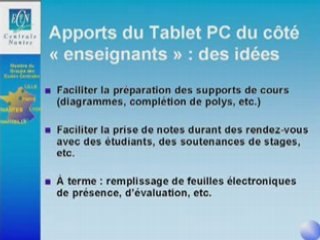 Présentation Tablets PC aux enseignants de Centrale Nantes