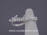 Solid Sterling Silver Personalized Two Finger Name Ring