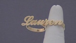 Solid Gold Personalized Two Finger Script Name Ring