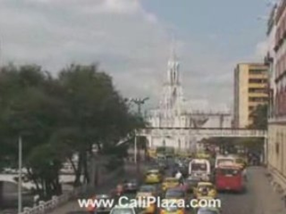Beautiful walkways through park in downtown Cali Colombia