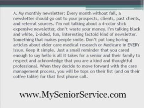 Marketing Elder Care FAQ #6- With Newsletters