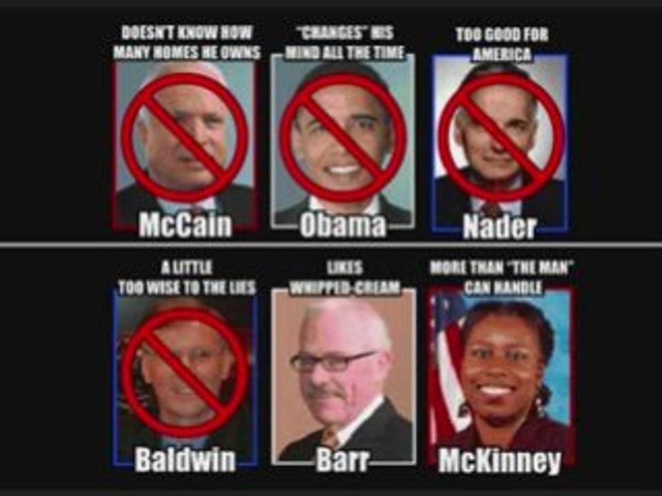 a crazy activist attacks both political parties and corporat