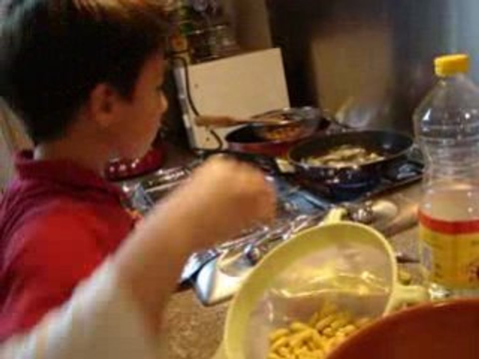 Adam helping in the kitchen