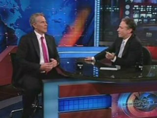 Jon Stewart explains the Stewart Doctrine to Tony Blair