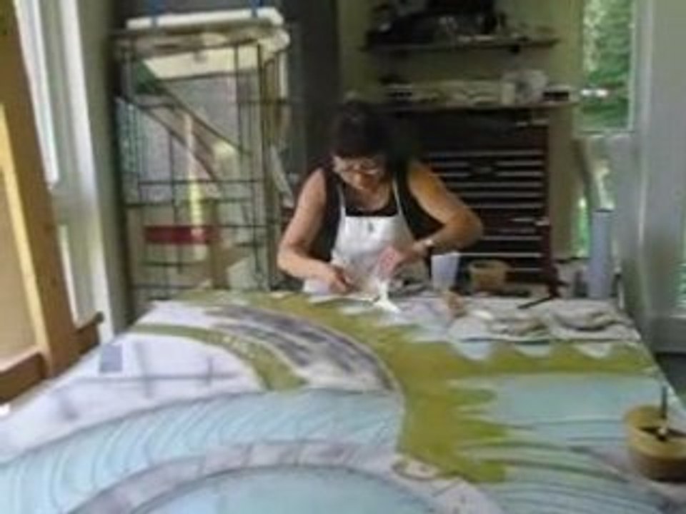 06/15/07 Nancy Gong at Studio, Bus Shelter Progress