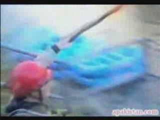 Kayaker Rides Down Staircase