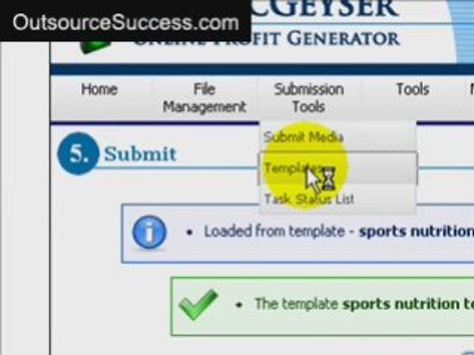 Template for uploading videos using traffc geyser