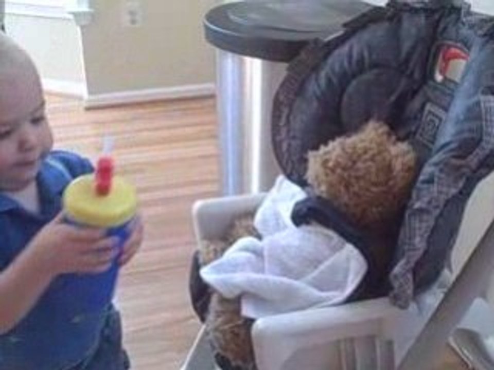 Garrison feeds his teddy bear - Sep 08 2008