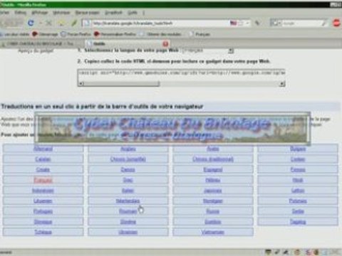 Traduction directement de la barre outils de Firefox