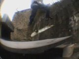 Ollie up to flip to fakie weeling