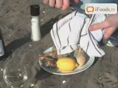 Shucking Oysters at the beach in Ireland