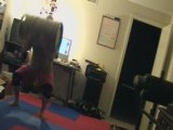 Yun Lunges, squats, and does more lunges with a keg