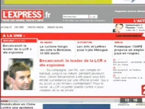Affaire Olivier Besancenot porte parole de la LCR 06 05 08