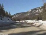 HD motorcycle riding through Great Bear snowshed