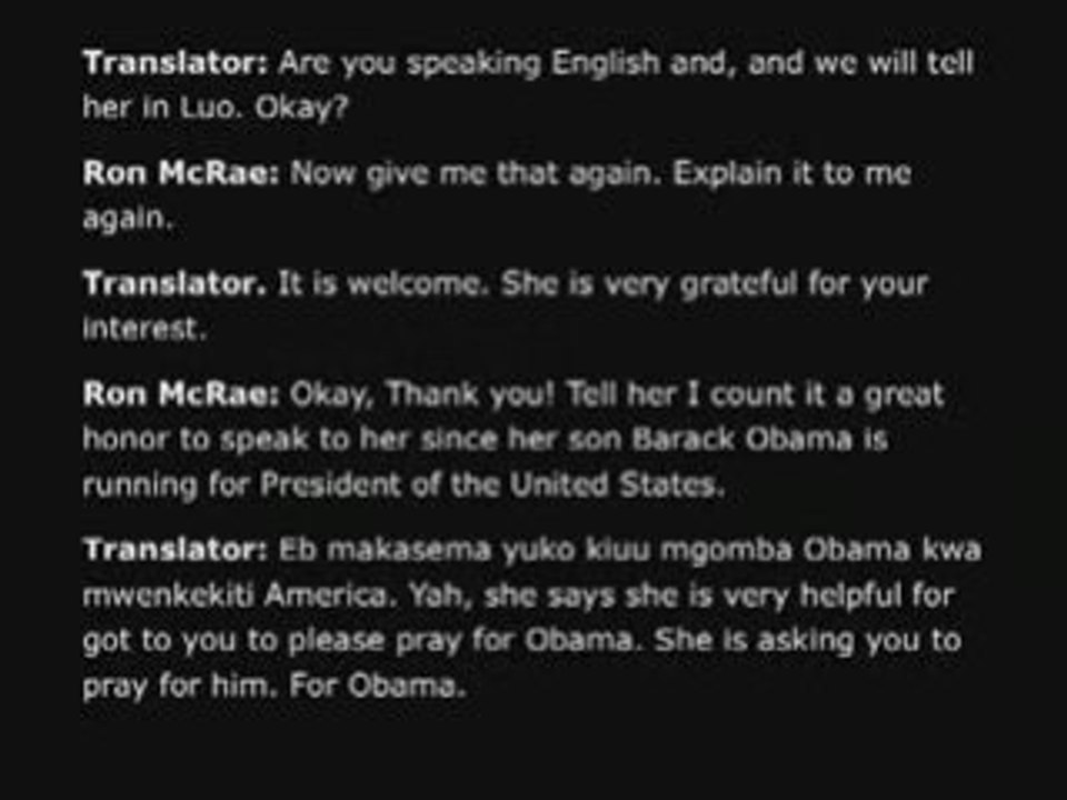 Obama Grandmother audio: Barack Born in Kenya