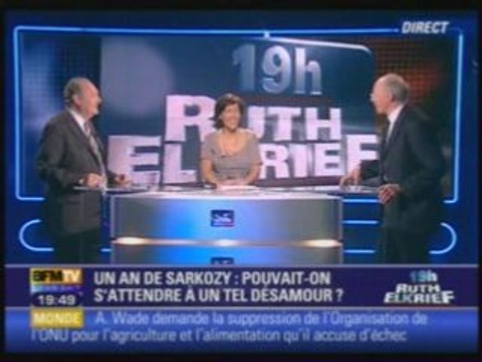 Ruth Elkrief BFM TV Nicolas Sarkozy un ans apres 5 05 08