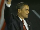 Barack Obama gives his victory speech in Chicago