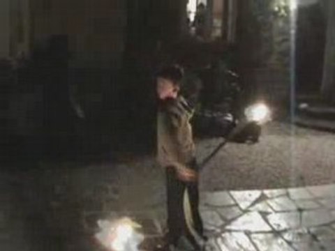 Kid fire dancing - poi boy accident