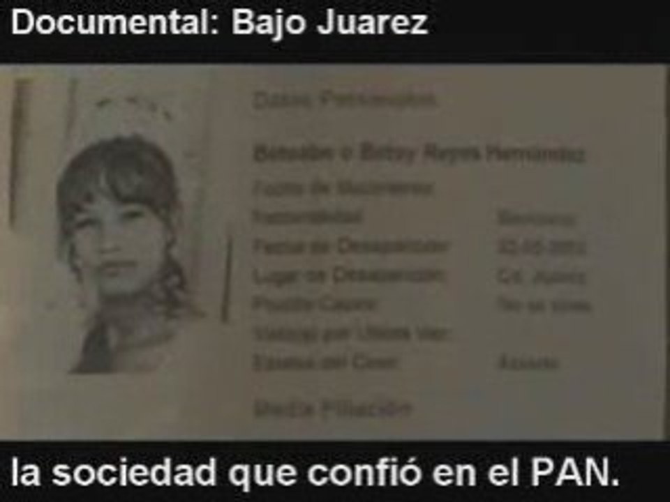 Violación de jóvenes y asesinatos en ciudad Juárez. EL DOCUM