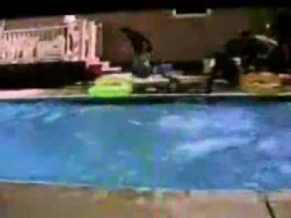 Guy Falls Off Ladder Into Pool