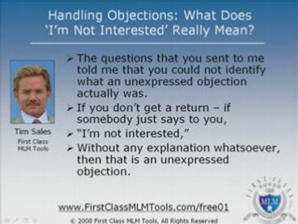 MLM Objections: What Does 'I'm Not Interested' Really Mean?