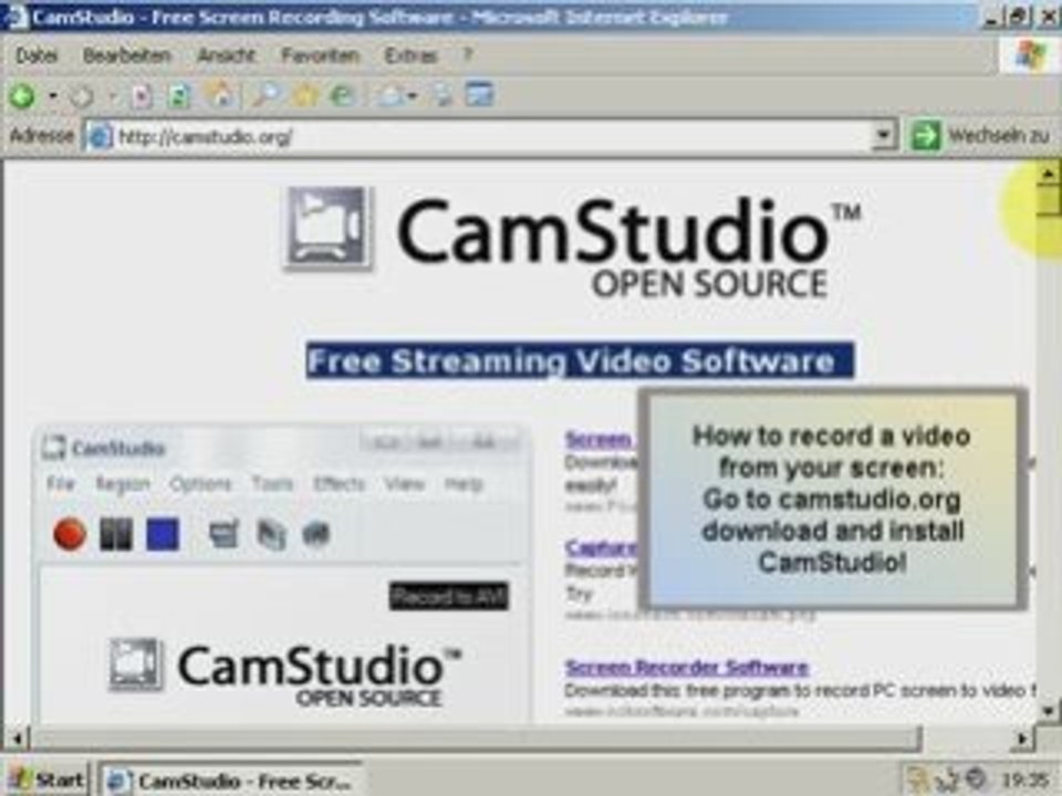 Desktop aufnehmen mit Camstudio 2