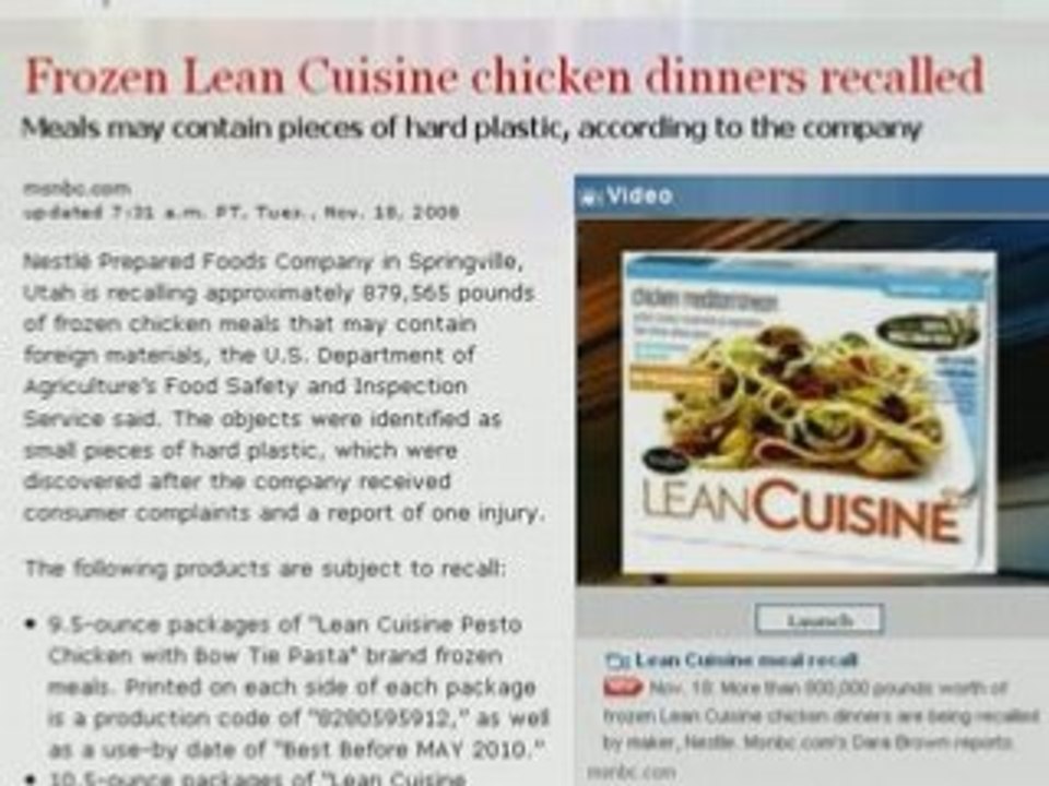 Urgent Video- Lean Cuisine Recall!
