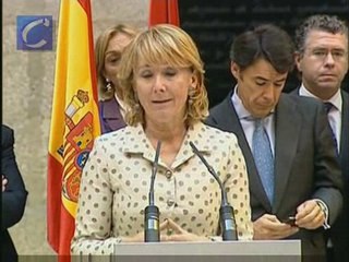 Esperanza aguirre comparece ante los medios, en Madrid