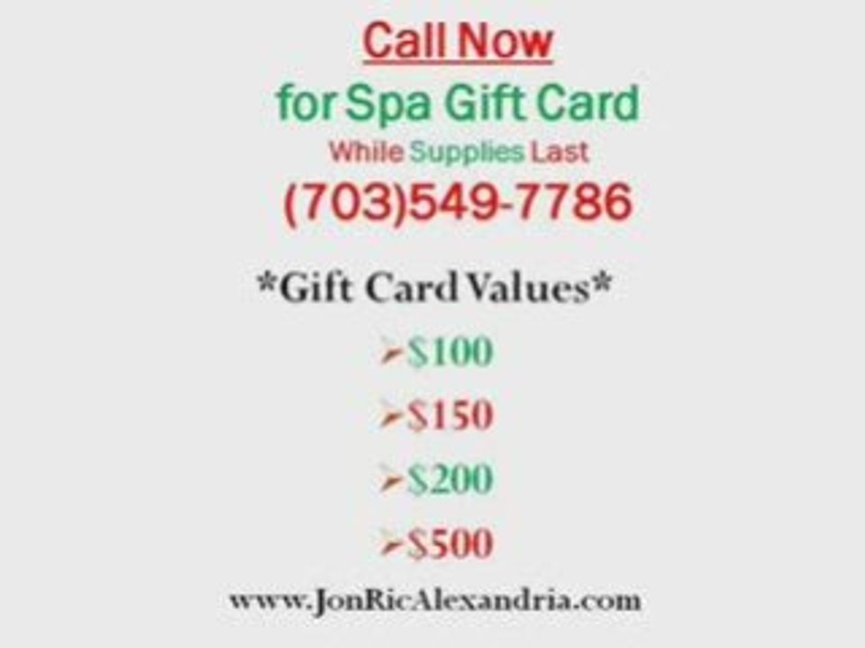Spa Gift Certificates and Gift Cards Alexandria Virginia