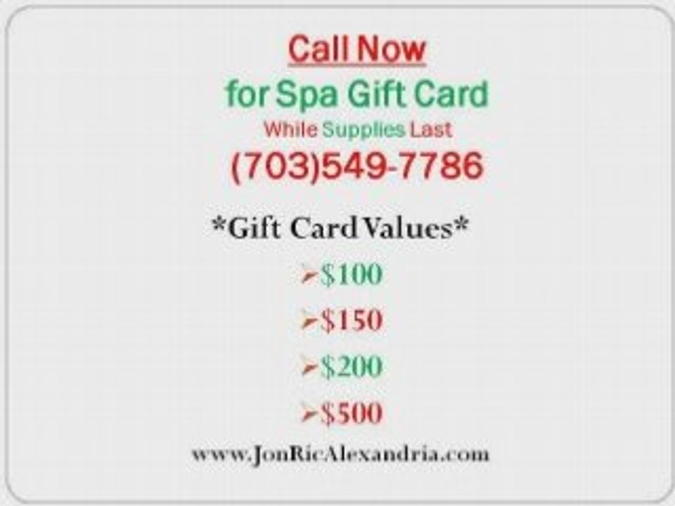 Spa Gift Certificates and Gift Cards Alexandria Virginia