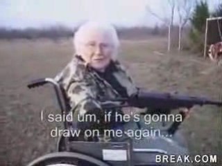 Funny Old woman shoots MP40 Machine gun