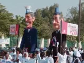 Obama and Sarkozy Puppets in Dakar, keep your promises !