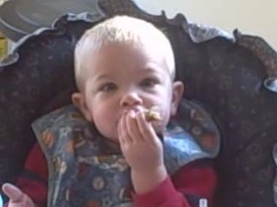 Garrison eating cheese!