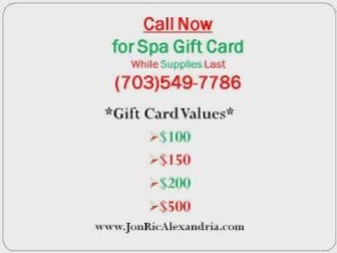 Spa Gift Certificates and Gift Cards Alexandria Virginia